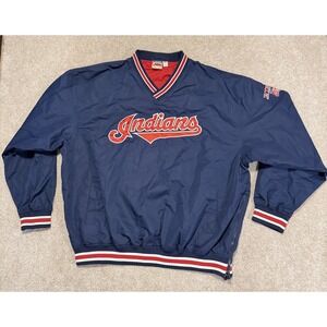 VTG Cleveland Indians Mens 2XL Pullover Windbreaker Jacob's Field Chief Wahoo